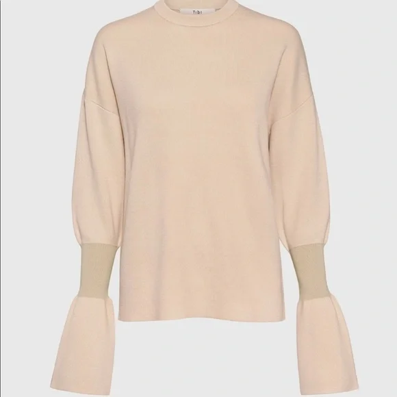 TIBI Bell sleeve symched merino wool sweater - Picture 1 of 2